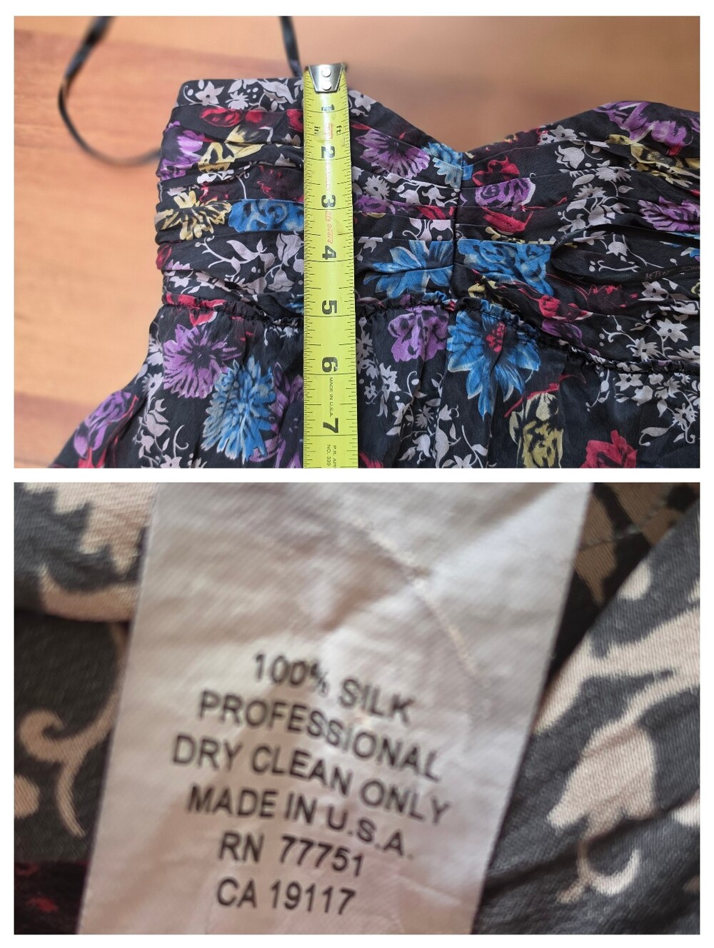 Betsey Johnson Vintage Y2K Silk Floral Ruffles Smocked Tulip Dress Fairy Black 2 - Picture 16 of 16